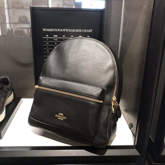 Coach Bags Coach Medium Charlie Backpack Black Pebble Leather